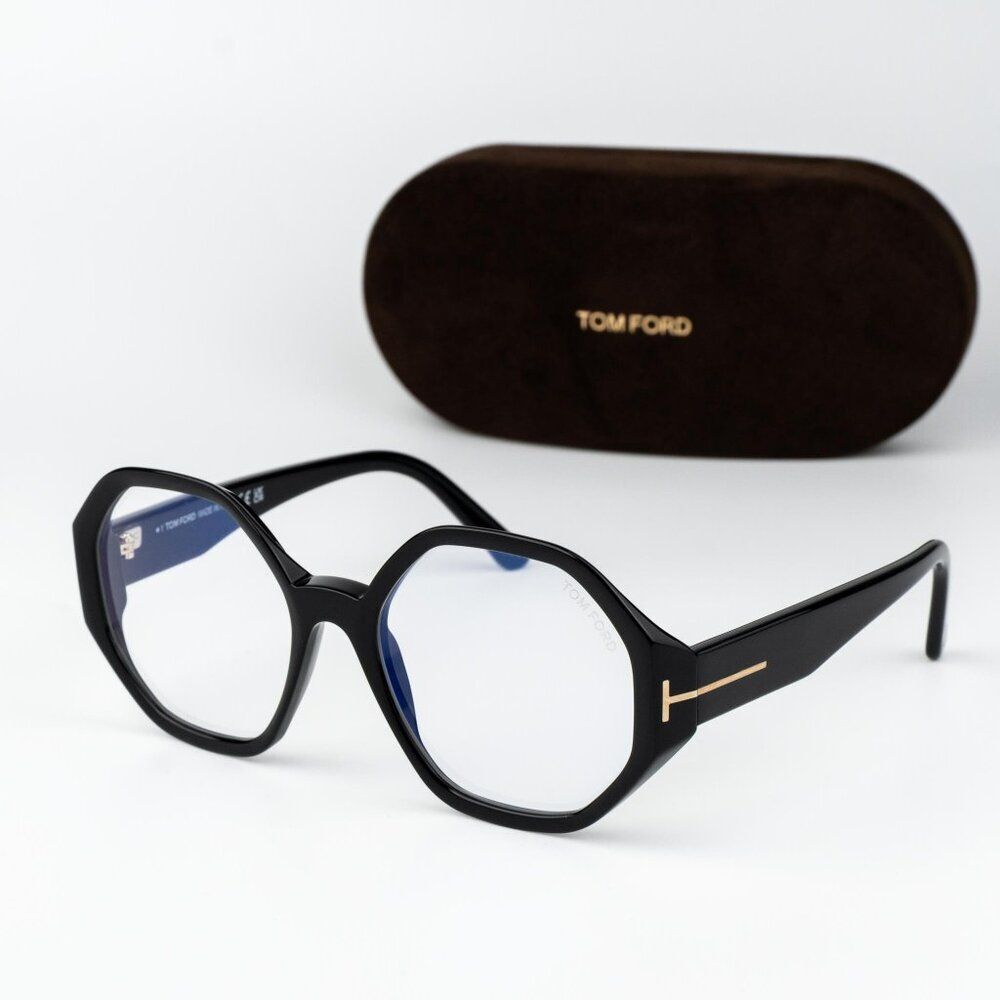 Tom Ford Woman Eyeglasses Black Blue Light Block FT5967-B 001 NEW AUTHENTIC